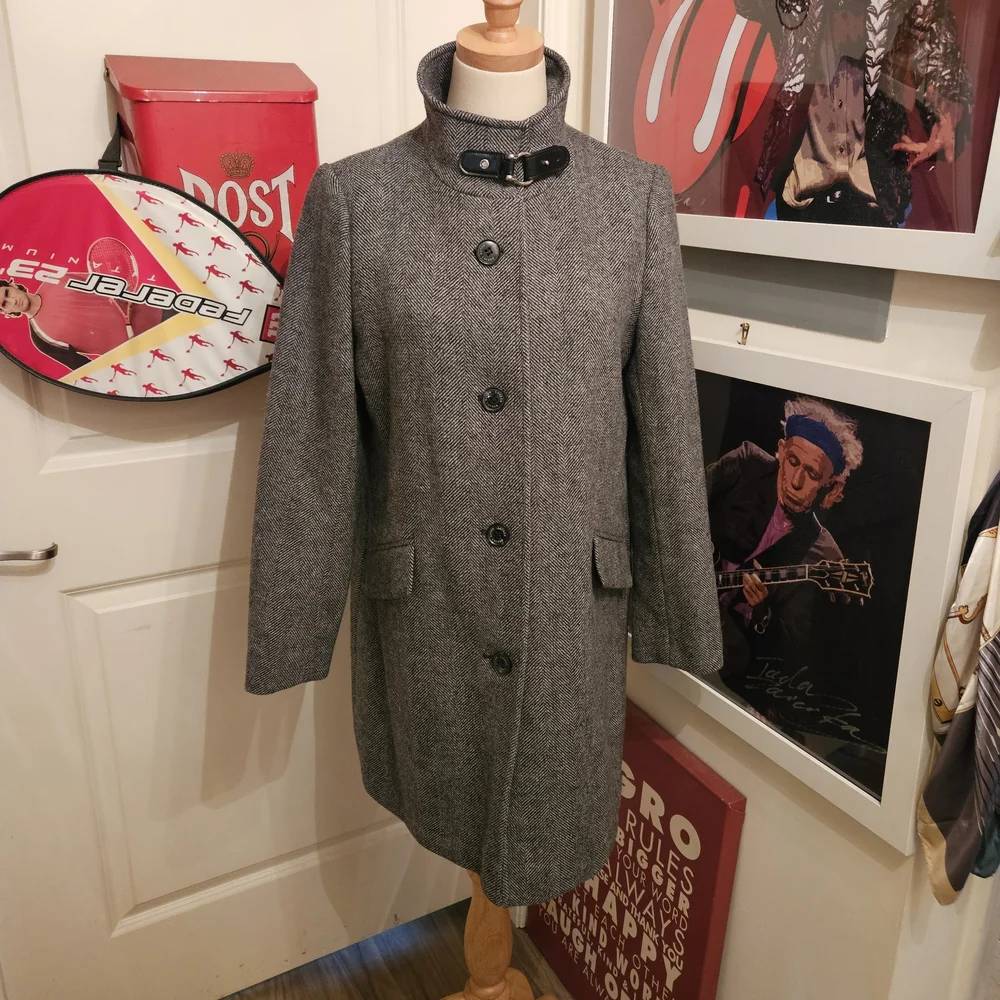 Ralph Lauren Black Label Gray Wool-Blend Stand Collar Pea Coat - Picture 1 of 7